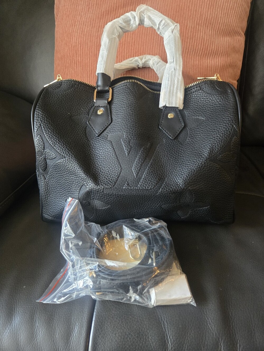 Inspired Lux Black Embossed Faux Leather Satchel